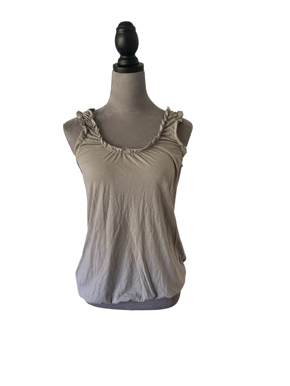 Charlotte Russe Taupe Ruffled Strap Tank